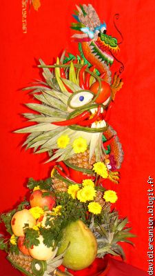 Dragon avec fruits et légumes